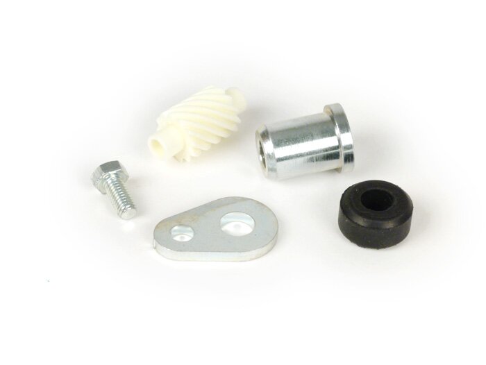 Set cacing speedometer -KUALITAS OEM- Vespa 12 gigi, l = 27mm, persegi 2.7mm, putih (digunakan pada Vespa PX (hingga tahun 1984))