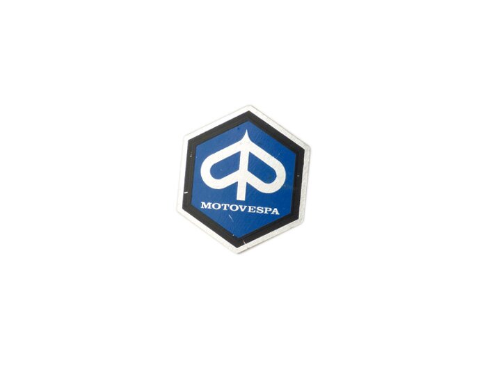 Insigne descente de klaxon -VESPA- Motovespa hexagonal 26mm- Motovespa 75 Primavera (PN, PK 9.330.001), Motovespa 125 Primavera (T, NV, NK 9.240.001)