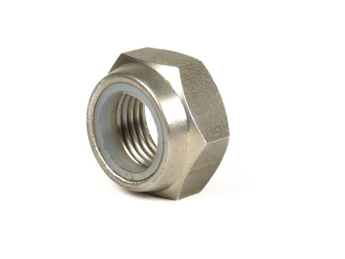 Zelfborgende platte moer -CASA LAMBRETTA vergelijkbaar met DIN 439- M16 x 1,50 (gebruikt voor Lambretta LI, LIS, SX, TV, DL, GP-motorbouten)