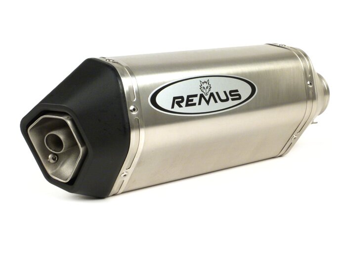 Silenziatore posteriore -REMUS- Ø=55mm, Euro3 (-2016) - Vespa LX 125-150ie 3V, Vespa S 125-150ie 3V, Vespa Primavera 125-150ie 3V, Vespa Sprint 125-150ie 3V, Vespa 946 - Acciaio inox argento