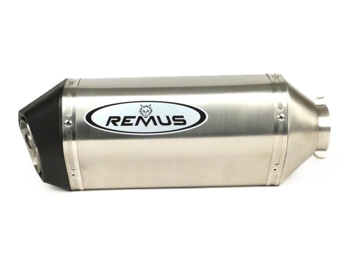 Silenziatore posteriore -REMUS- Ø=55mm, Euro3 (-2016) - Vespa LX 125-150ie 3V, Vespa S 125-150ie 3V, Vespa Primavera 125-150ie 3V, Vespa Sprint 125-150ie 3V, Vespa 946 - Acciaio inox argento