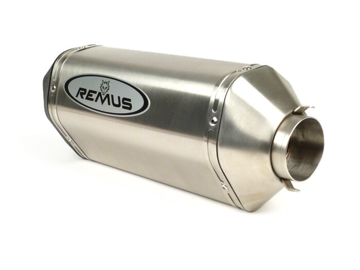 Silenziatore posteriore -REMUS- Ø=55mm, Euro3 (-2016) - Vespa LX 125-150ie 3V, Vespa S 125-150ie 3V, Vespa Primavera 125-150ie 3V, Vespa Sprint 125-150ie 3V, Vespa 946 - Acciaio inox argento