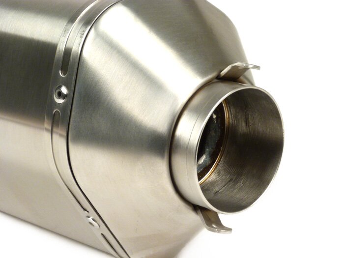 Silenziatore posteriore -REMUS- Ø=55mm, Euro3 (-2016) - Vespa LX 125-150ie 3V, Vespa S 125-150ie 3V, Vespa Primavera 125-150ie 3V, Vespa Sprint 125-150ie 3V, Vespa 946 - Acciaio inox argento