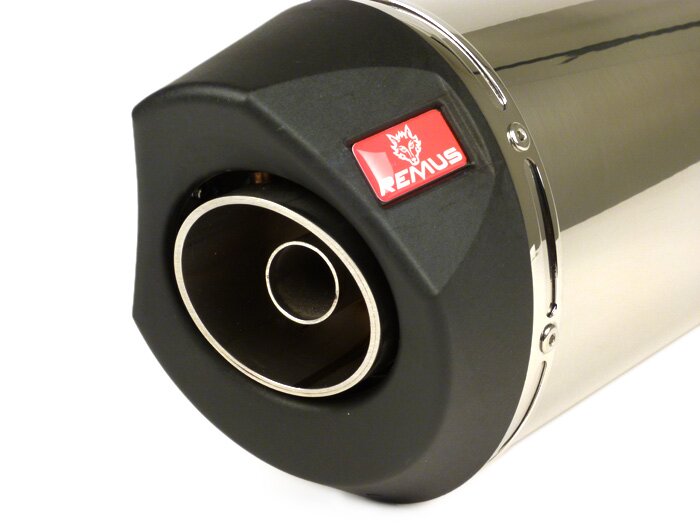 Achterdemper -REMUS RSC- Ø=65mm, Euro4 (2016-) - Vespa LX 125-150ie 3V, Vespa S 125-150ie 3V, Vespa Primavera 125-150ie 3V, Vespa Sprint 125-150ie 3V - Zilver roestvrij staal
