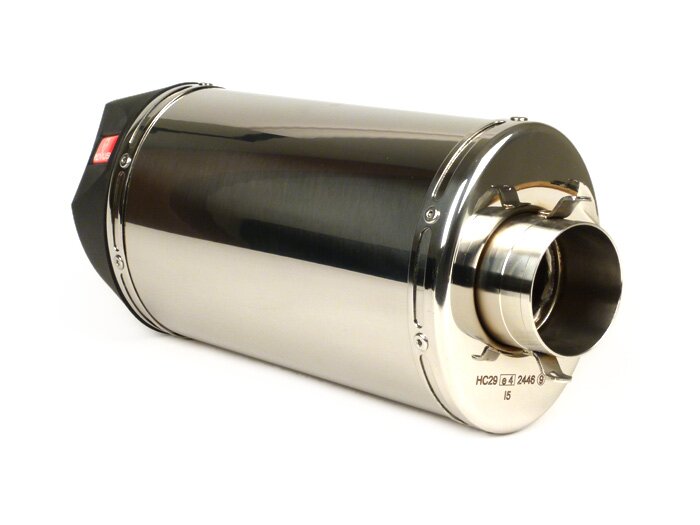Achterdemper -REMUS RSC- Ø=65mm, Euro4 (2016-) - Vespa LX 125-150ie 3V, Vespa S 125-150ie 3V, Vespa Primavera 125-150ie 3V, Vespa Sprint 125-150ie 3V - Zilver roestvrij staal
