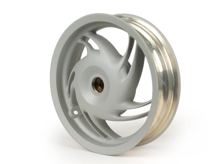 Pelek set -PIAGGIO 3.00-12 inci - 10 jari-jari - tipe Fly - cocok untuk Vespa Sprint 50 (ZAPC53101), Sprint 125, Sprint 150, Primavera 50 (ZAPC53100), Primavera 125, Primavera 150 - Silver