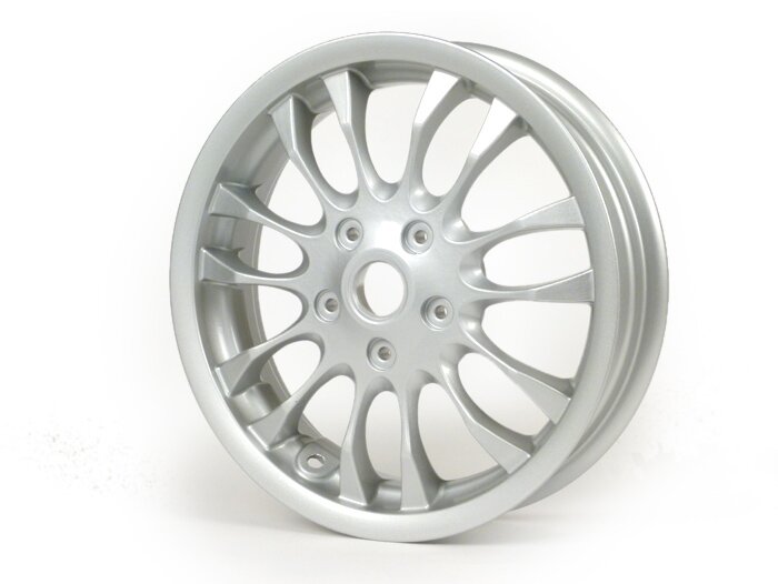 Velgenset -PIAGGIO 3.00-12 inch - 10 spaken- type Sprint - past op Vespa Sprint 50 (ZAPC53101), Sprint 125, Sprint 150, Primavera 50 (ZAPC53100), Primavera 125, Primavera 150 - Zilver