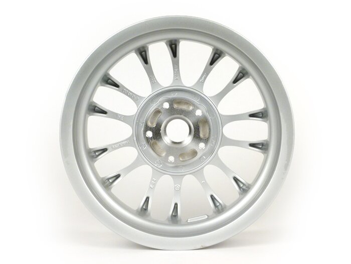Velgenset -PIAGGIO 3.00-12 inch - 10 spaken- type Sprint - past op Vespa Sprint 50 (ZAPC53101), Sprint 125, Sprint 150, Primavera 50 (ZAPC53100), Primavera 125, Primavera 150 - Zilver