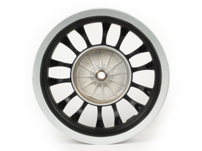 Velgenset -PIAGGIO 3.00-12 inch - 14 spaken- type Sprint - geschikt voor Vespa Sprint 50 (ZAPC53101), Sprint 125, Sprint 150, Primavera 50 (ZAPC53100), Primavera 125, Primavera 150 - zwarte mat/zilveren velg