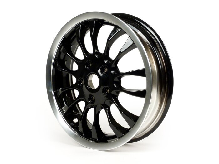 Pair of wheel rims -PIAGGIO 3.00-12 inch - 14 spokes- type Sprint - fits Vespa Sprint 50 (ZAPC53201), Primavera 50 (ZAPC53200) - black/silver rim