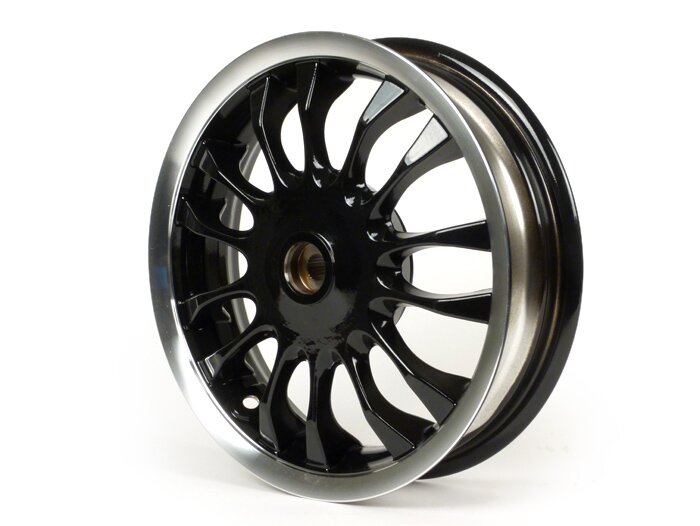 Pair of wheel rims -PIAGGIO 3.00-12 inch - 14 spokes- type Sprint - fits Vespa Sprint 50 (ZAPC53201), Primavera 50 (ZAPC53200) - black/silver rim
