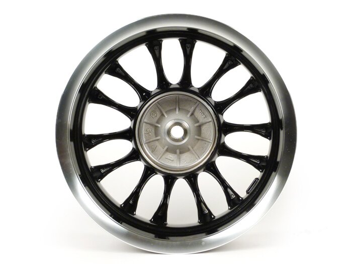 Pair of wheel rims -PIAGGIO 3.00-12 inch - 14 spokes- type Sprint - fits Vespa Sprint 50 (ZAPC53201), Primavera 50 (ZAPC53200) - black/silver rim