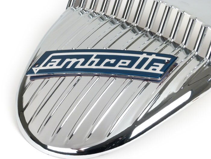 Piastra parafango -QUALITÀ OEM, stile Vigano- Lambretta LI (Serie 1-2), TV (Serie 1-2) - cromo / blu