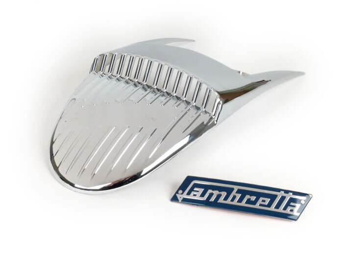 Piastra parafango -QUALITÀ OEM, stile Vigano- Lambretta LI (Serie 1-2), TV (Serie 1-2) - cromo / blu