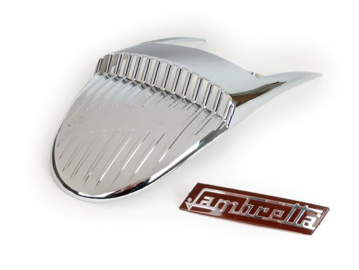 Spatbord sierplaat -VIGANO STYLE- Lambretta LI (Serie 1-2), TV (Serie 1-2) - chroom / rood