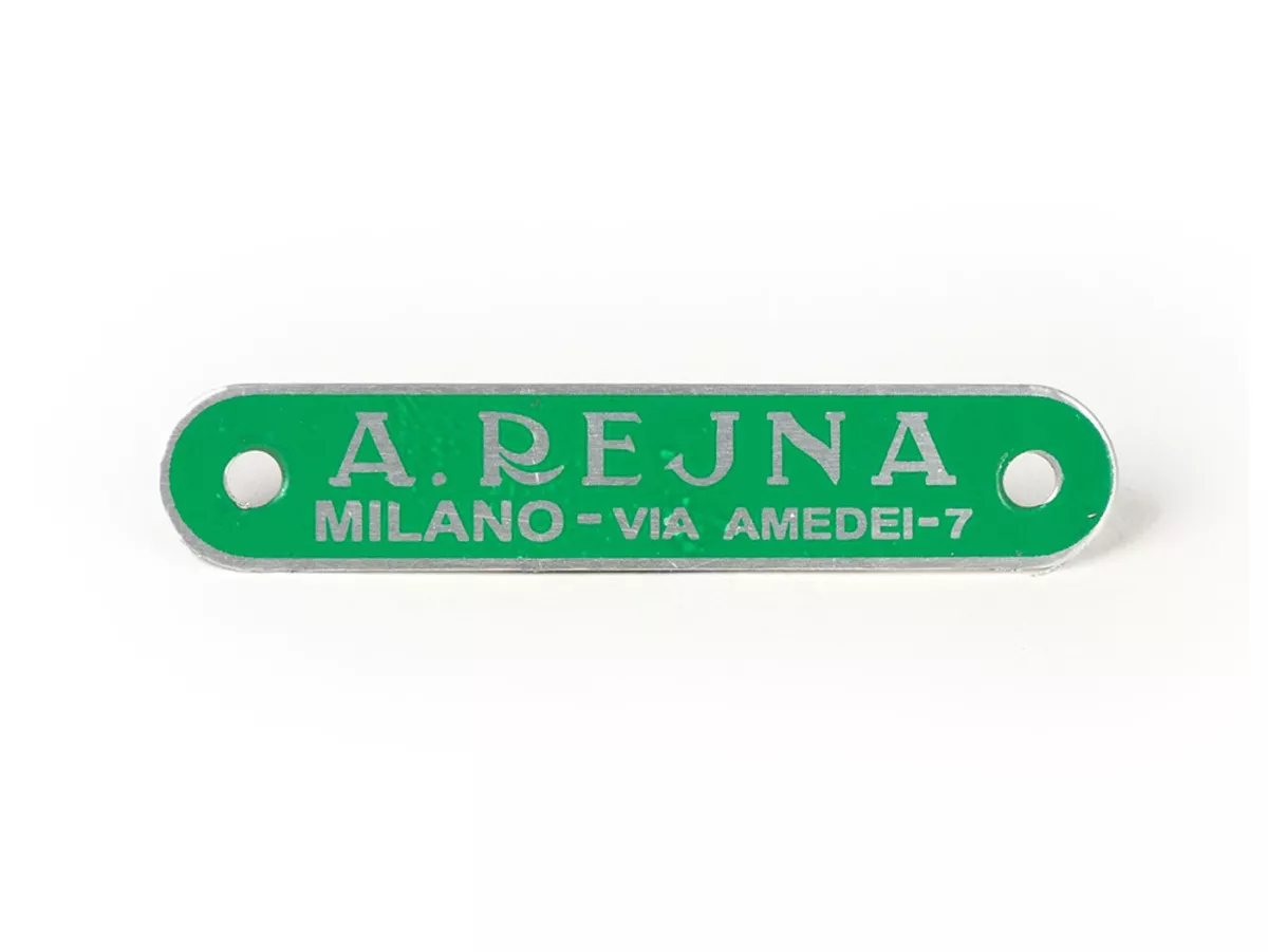 Seat badge Vespa and Lambretta -SELLERIA TREZZI- A. Rejna (Milano - Via Amedei 7) - green