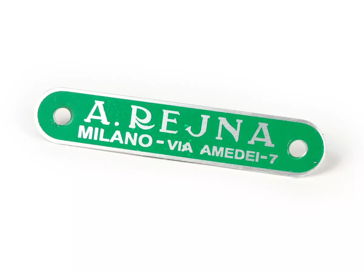 Seat badge Vespa and Lambretta -SELLERIA TREZZI- A. Rejna (Milano - Via Amedei 7) - green