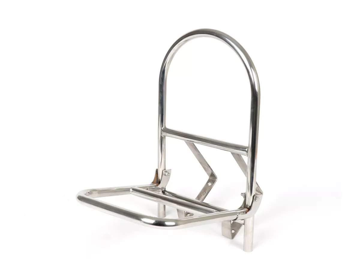 Rear rack, fold down -ULMA Style- Lambretta LI (Serie 3),LI S, SX, TV (Serie 3), DL, GP - stainless steel