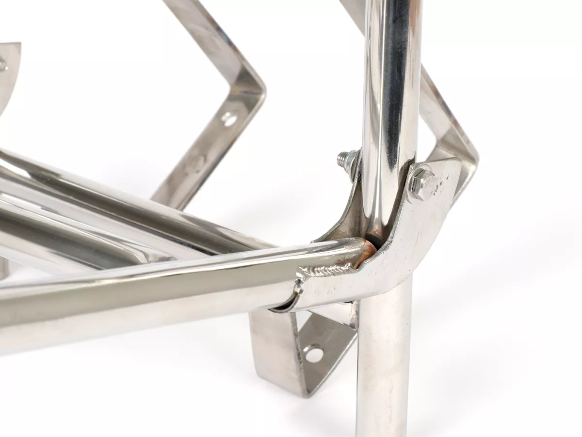 Rear rack, fold down -ULMA Style- Lambretta LI (Serie 3),LI S, SX, TV (Serie 3), DL, GP - stainless steel