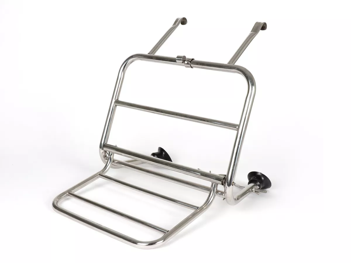 Rak bagasi depan lipat -VIGANO Style- Lambretta LI (Seri 3), LI S, SX, TV (Seri 3), DL, GP - baja tahan karat