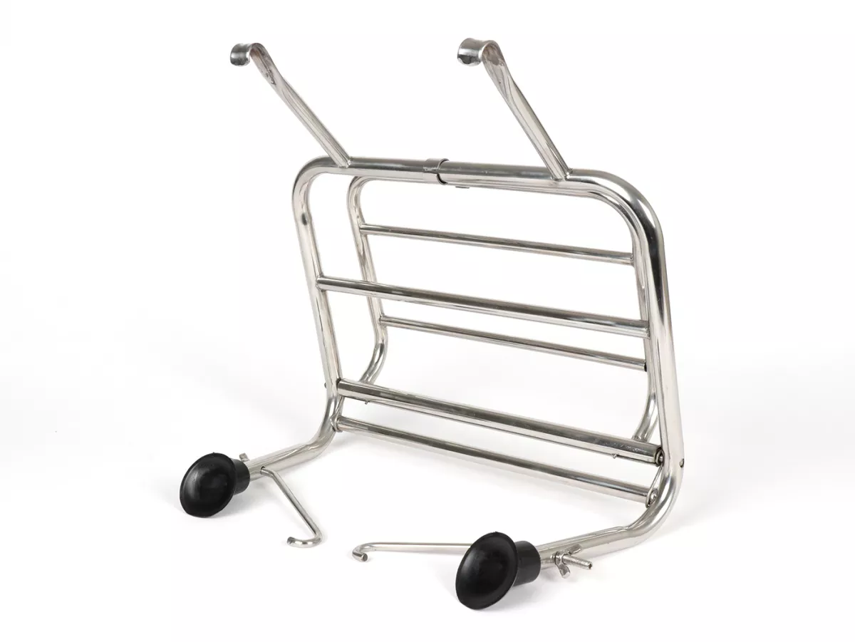 Rak bagasi depan lipat -VIGANO Style- Lambretta LI (Seri 3), LI S, SX, TV (Seri 3), DL, GP - baja tahan karat