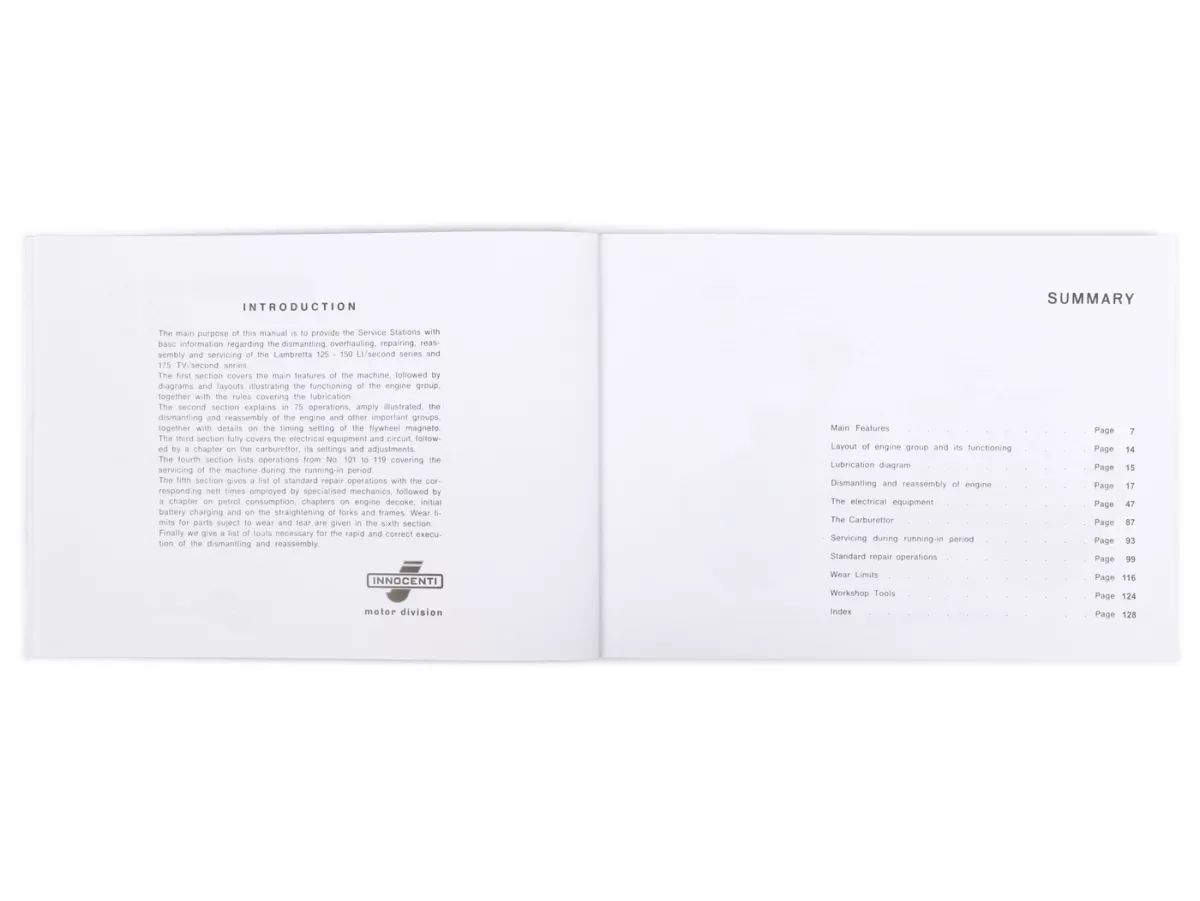 Workshop manual -SCOOTERPRODUCTS- Lambretta LI (Series 2), TV (Series 2)