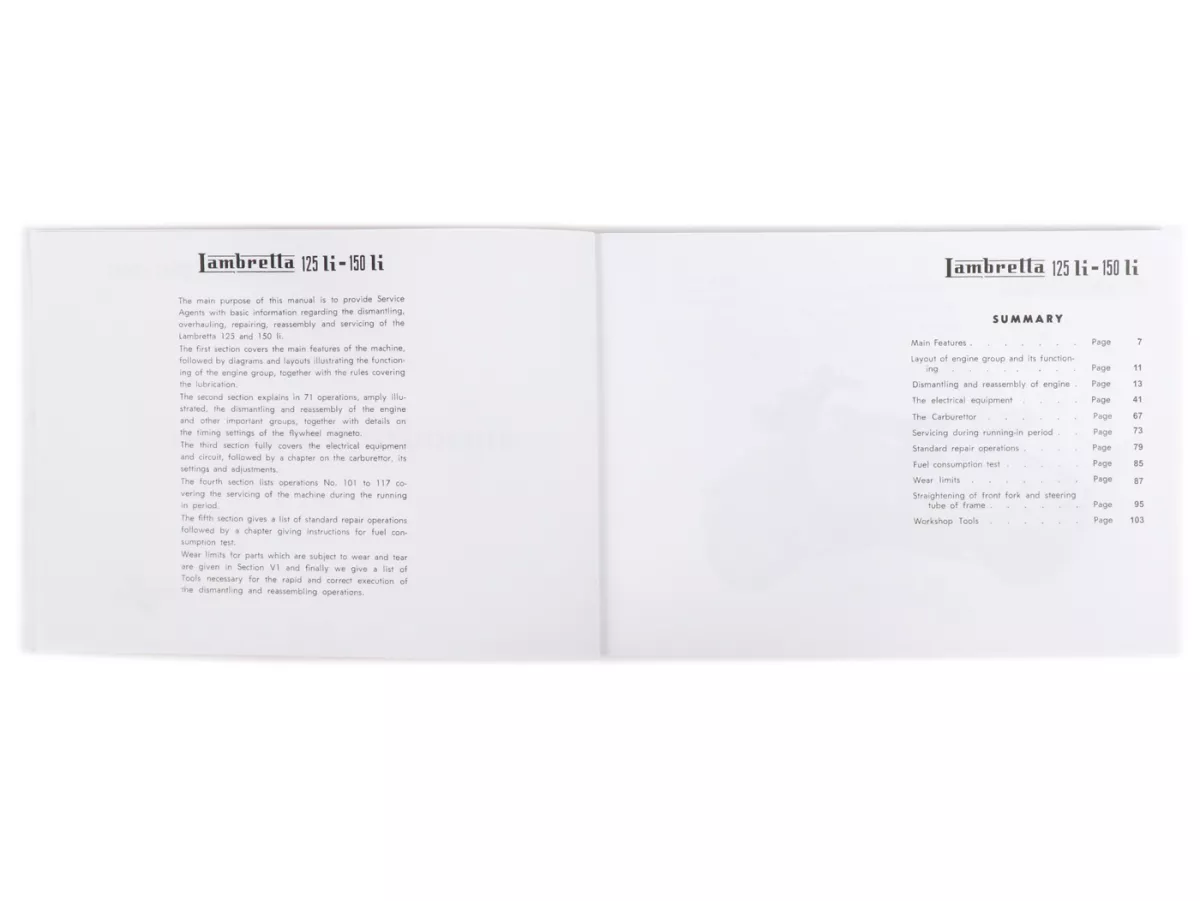 Panduan bengkel -PRODUKS skuter - Lambretta LI (Seri 1), TV (Seri 1)