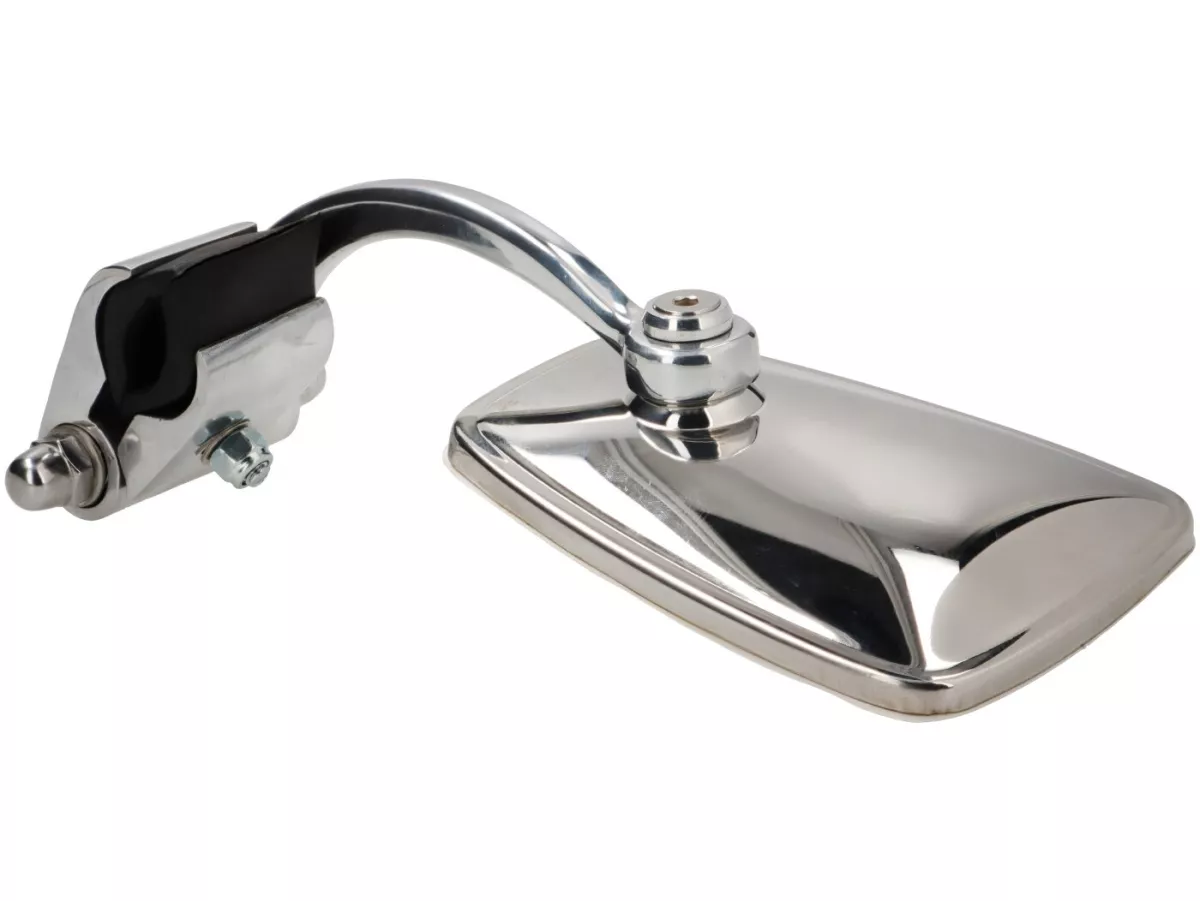 Mirror -Ulma Style, clip on- Chrome, rectangular - lhs