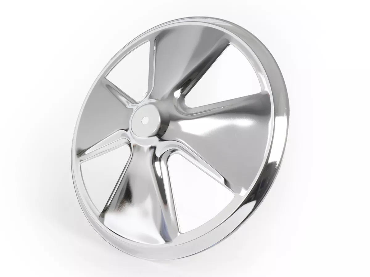 Wheel disc -OEM QUALITY, 4 spoke- for 10 open rim type - Vespa V50, V90, PV125, ET3, PK, GT, GTR, TS, GL, GS VS5T, Sprint, T4, Rally, PX, T5 125ccm - chrome