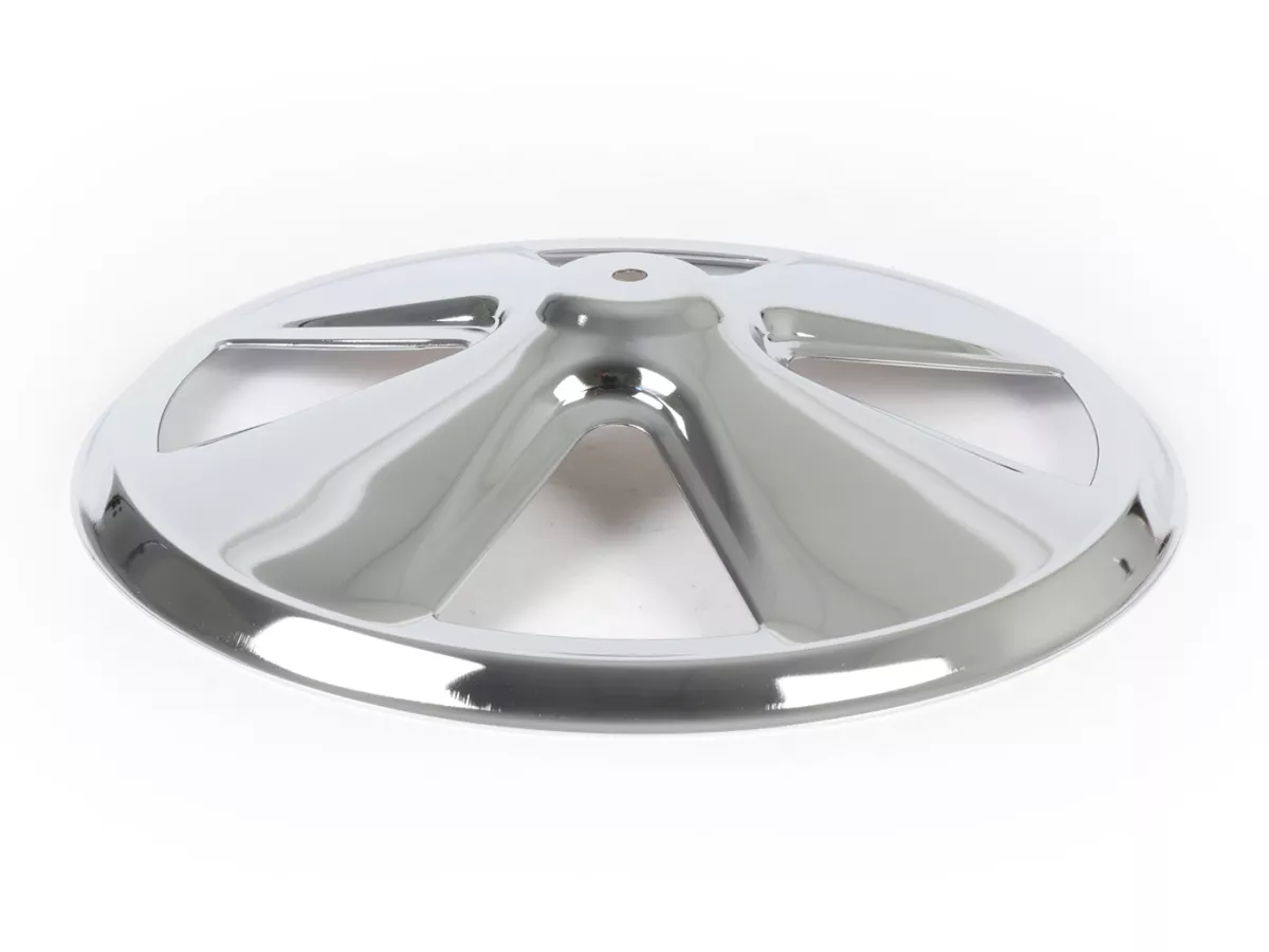 Wheel disc -OEM QUALITY, 4 spoke- for 10 open rim type - Vespa V50, V90, PV125, ET3, PK, GT, GTR, TS, GL, GS VS5T, Sprint, T4, Rally, PX, T5 125ccm - chrome