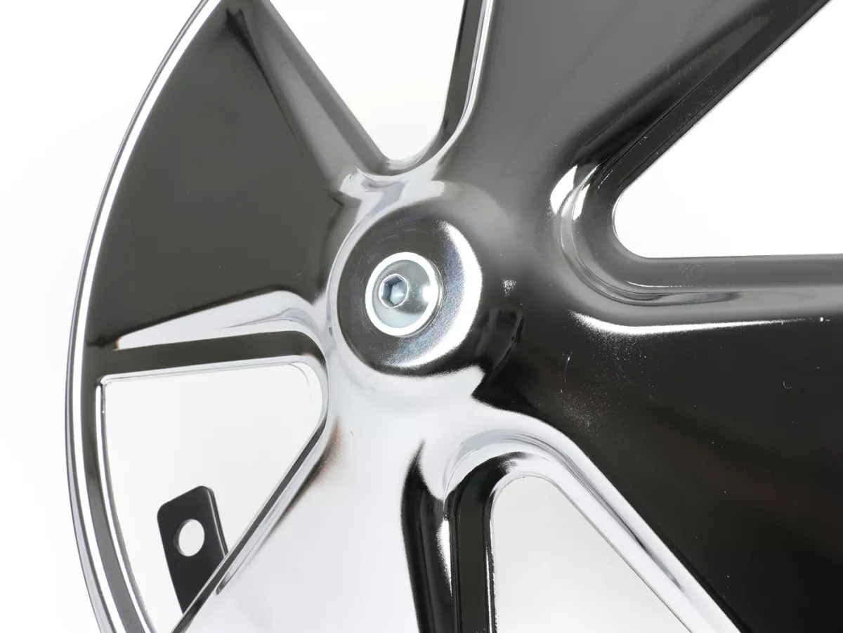 Wheel disc -OEM QUALITY, 4 spoke- for 10 open rim type - Vespa V50, V90, PV125, ET3, PK, GT, GTR, TS, GL, GS VS5T, Sprint, T4, Rally, PX, T5 125ccm - chrome