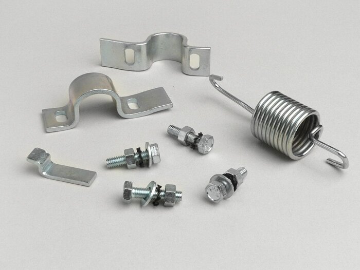 Center stand bracket kit -OEM QUALITY- Vespa VBB1T (17451-), VBB2T, VNB2T (9001-), VNB3-6T, GL150 (VLA1T), Super125/150 (VNC1T/VBC1T), Sprint150/Veloce (VLB1T), GT/GTR125 (VNL2T), Rally180/200 (VSD1T/VSE1T), TS125 (VNL3T), SS180 (VSC1T)