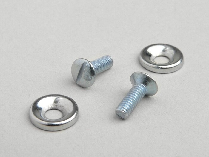 Bevestigingsset koplamp sierring -VESPA- VB, VNB3T tot VNB6T, VBA, VBB, GS150 / GS3, GS160 / GS4 (VSB1T), GT125 (VNL2T), 150GL (VLA1T), Sprint150 (VLB1T), SS180 (VSD1T) -2x M4 x 12 verzonken lensschroef incl. rozet