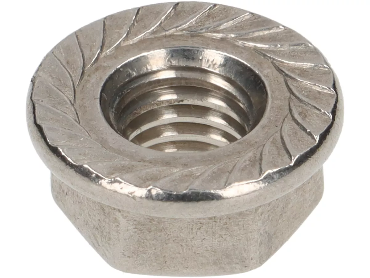 Tuerca con brida (diente de trinquete) -DIN 6923- M8 - acero inoxidable