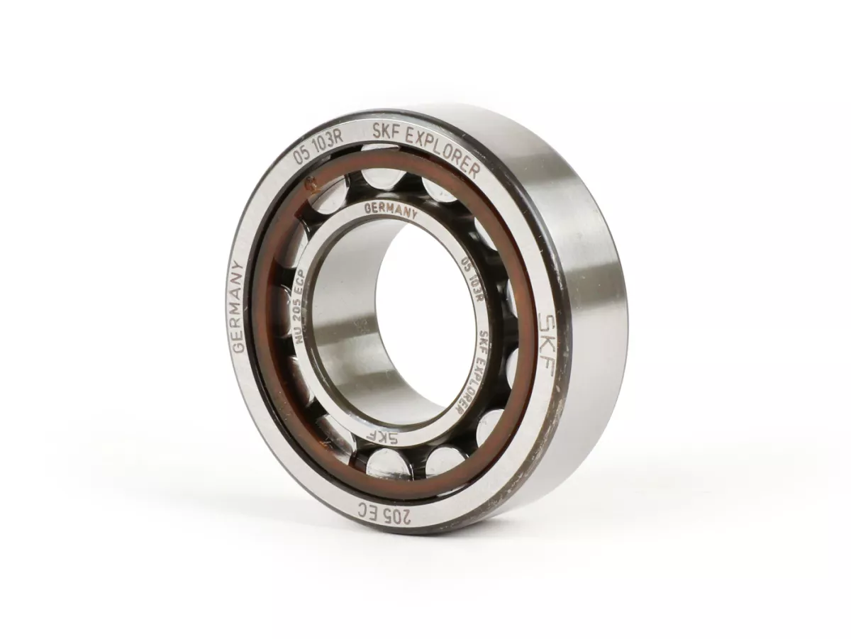 Cuscinetto a rulli -NU205- (25x52x15mm) tipo 2 - (utilizzato per albero motore lato alternatore Lambretta LI (serie 2-3), LIS, SX, TV (serie 2-3), Vespa T5 125cc, GS160 / GS4 (VSB1T), SS180 (VSC1T))