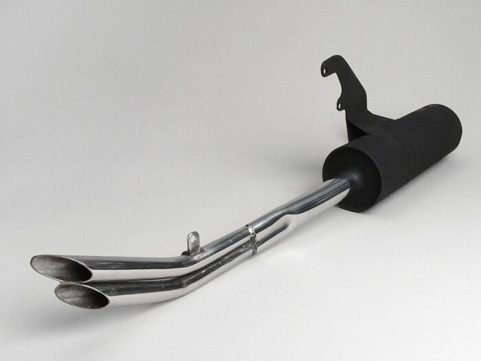 Knalpot -LAMBRETTA 60-an Replika - Lambretta Seri 1-3 - Baja tahan karat / hitam - LI 125, LI 150, LiS 125, LiS 150, TV 175, SX, TV, GT, GP 125, 150, 200