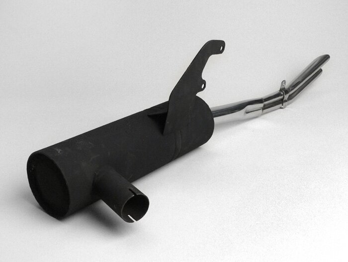 Knalpot -LAMBRETTA 60-an Replika - Lambretta Seri 1-3 - Baja tahan karat / hitam - LI 125, LI 150, LiS 125, LiS 150, TV 175, SX, TV, GT, GP 125, 150, 200