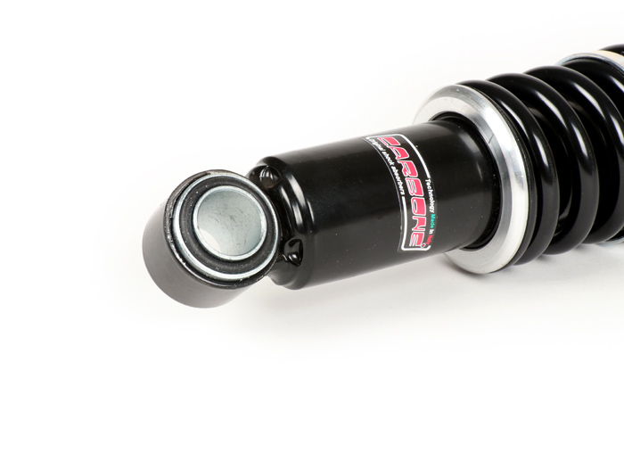 Achterschokdemper -CARBONE, 305mm, dubbele veer- Lambretta LI (serie 3), LIS, SX, TV (serie 3), DL, GP - Zwart/Zwart