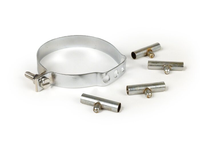 Steering column outer cables clamp -SIL, with grease nipples- Lambretta LI, LIS, SX, TV, DL, GP