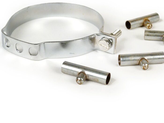 Steering column outer cables clamp -SIL, with grease nipples- Lambretta LI, LIS, SX, TV, DL, GP