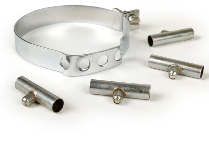 Steering column outer cables clamp -SIL, with grease nipples- Lambretta LI, LIS, SX, TV, DL, GP