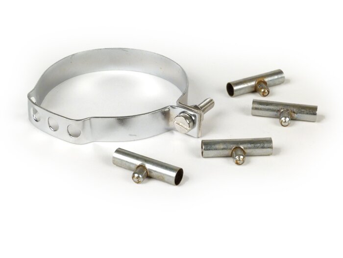 Steering column outer cables clamp -SIL, with grease nipples- Lambretta LI, LIS, SX, TV, DL, GP
