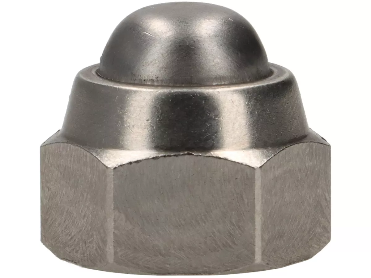 Tuerca de sombrerete -DIN 986- M12 x 1,50 (utilizada para eje de rueda delantera Lambretta LI, LIS, SX, TV, DL, GP, J) - acero inoxidable