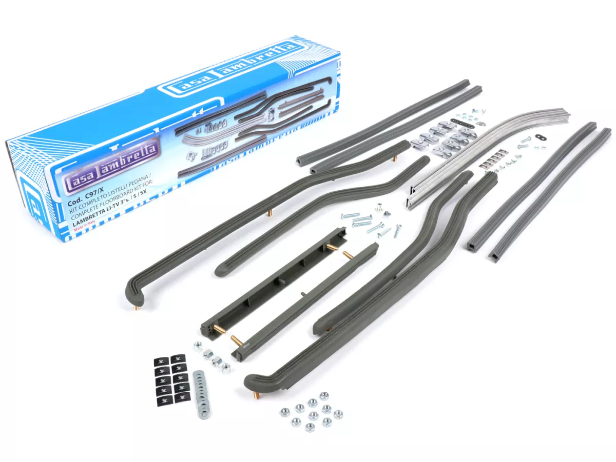 Step rail set complete incl. end pieces and fastening material -CASA LAMBRETTA- LI (Series 3), LIS, SX, TV (Series 3) - Gray