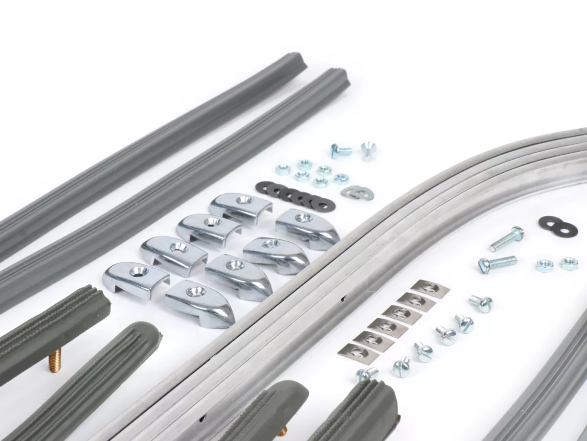 Step rail set complete incl. end pieces and fastening material -CASA LAMBRETTA- LI (Series 3), LIS, SX, TV (Series 3) - Gray