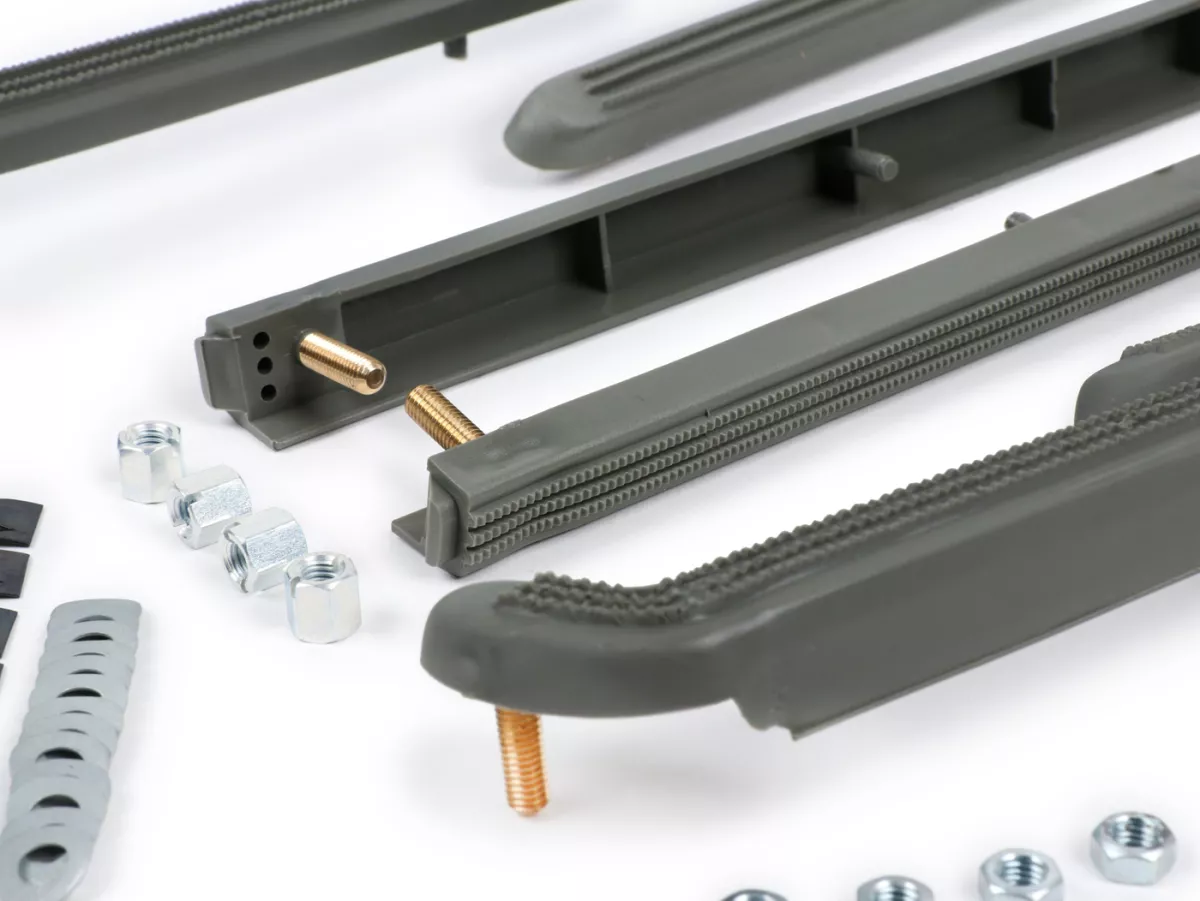 Step rail set complete incl. end pieces and fastening material -CASA LAMBRETTA- LI (Series 3), LIS, SX, TV (Series 3) - Gray