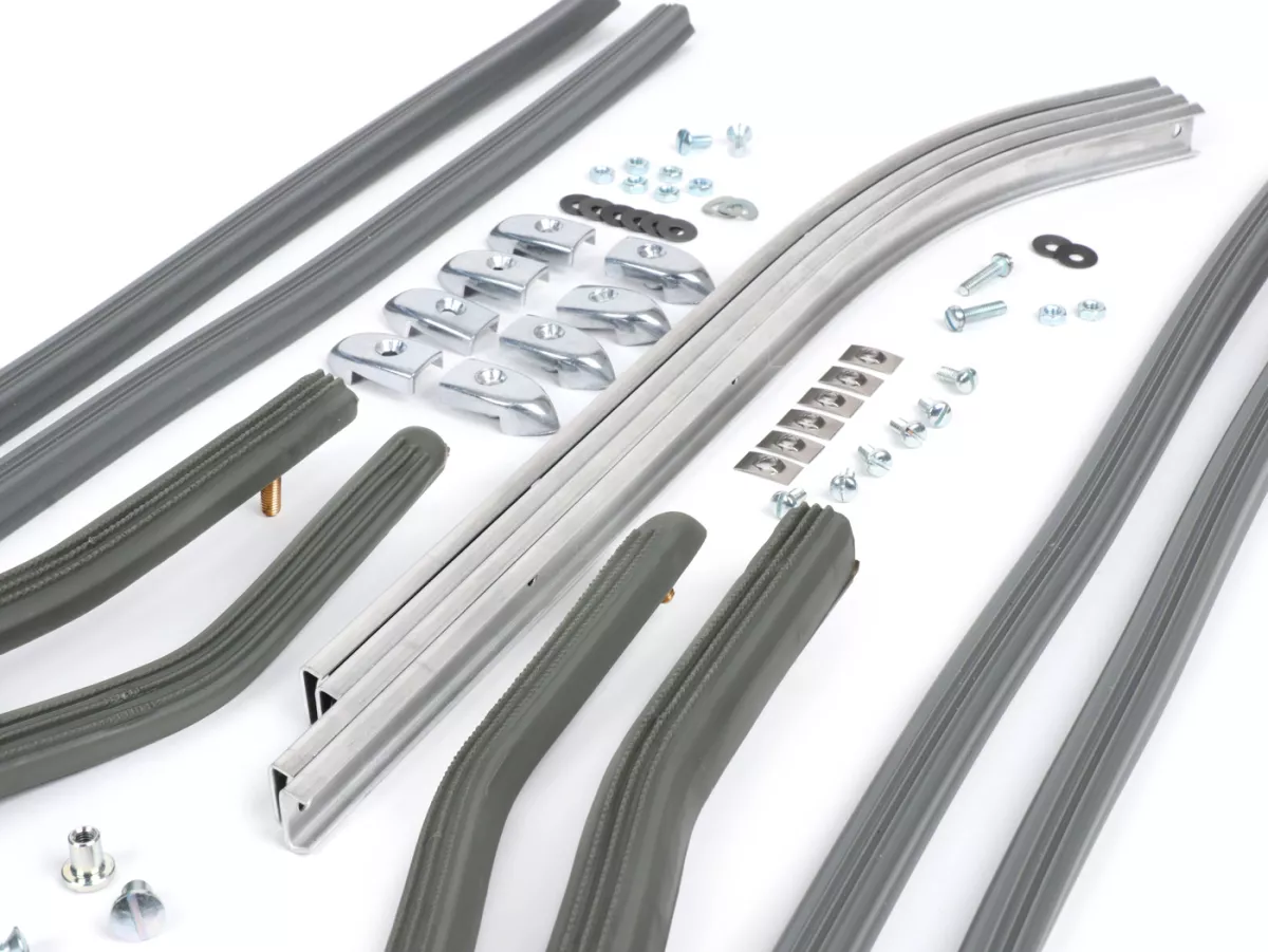 Step rail set complete incl. end pieces and fastening material -CASA LAMBRETTA- LI (Series 3), LIS, SX, TV (Series 3) - Gray