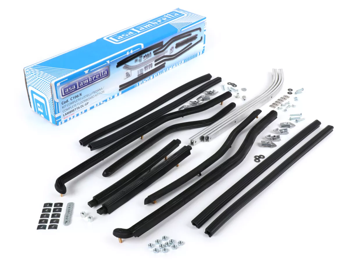 Set strip tapak lengkap termasuk potongan ujung dan bahan pengikat -CASA LAMBRETTA- DL, GP- Hitam