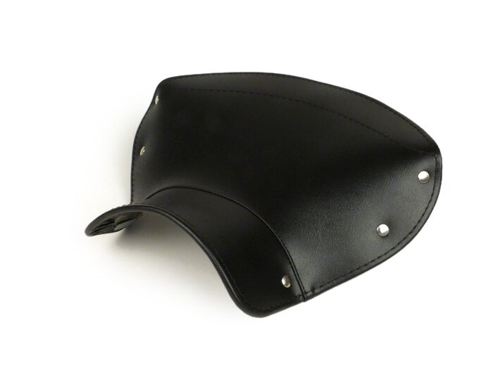 Saddle cover -LAMBRETTA front or rear- C, LC, D, LD - black (triangular shape)