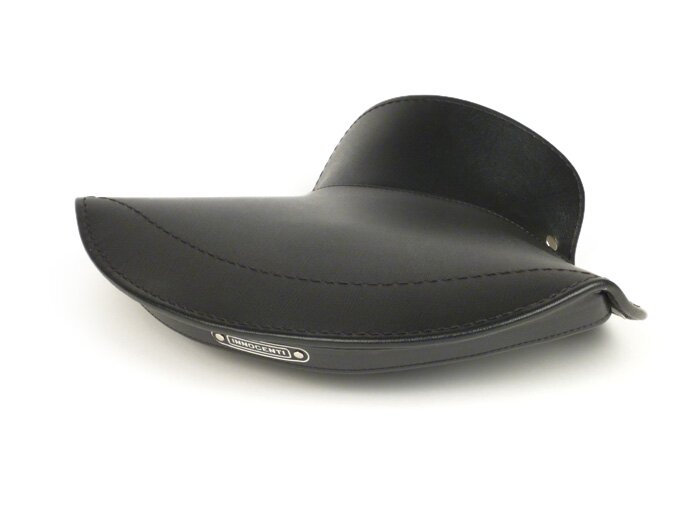 Saddle cover -LAMBRETTA front or rear- C, LC, D, LD - black (triangular shape)